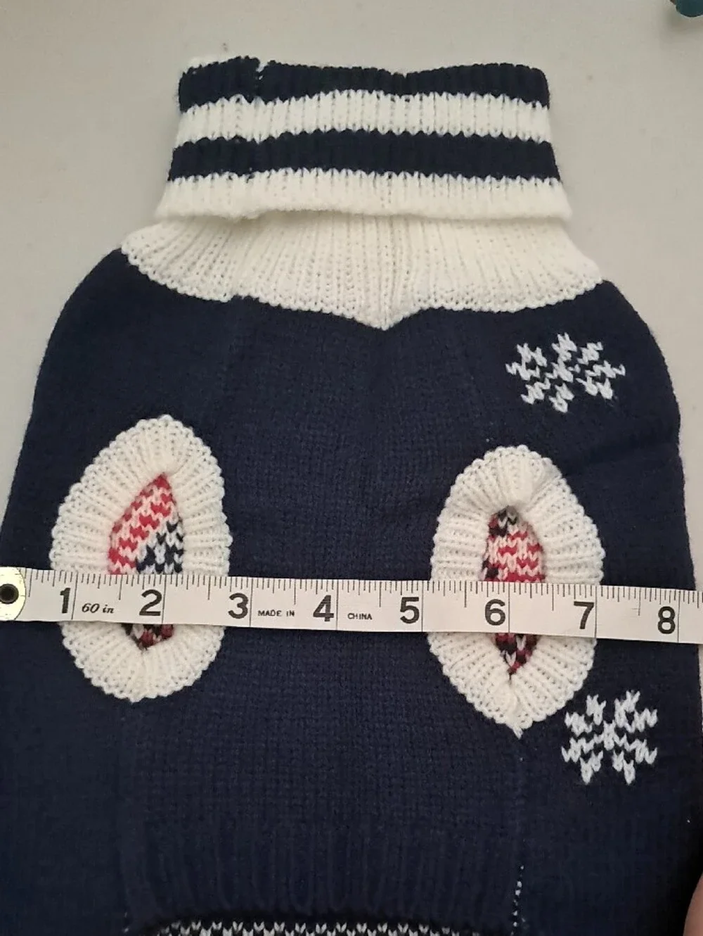 Navy & Red Santa Chimney Knit Dog Sweater Size Small